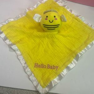 C.R. Gibson Signature Baby Bee Lovey Security Blanket Hello Baby 14 x 14 Satin